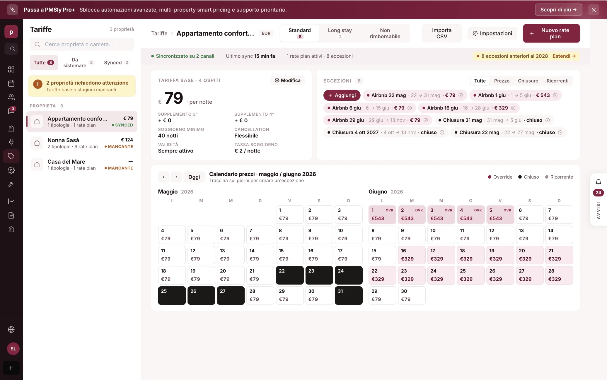 Tariffe e disponibilità PMSLY